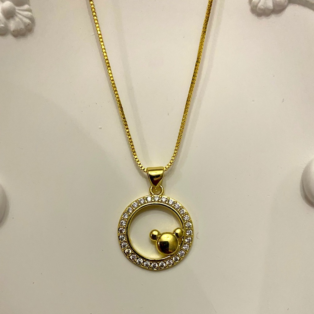 Bear Gold Filled Pendant Necklace with Crystal Accents